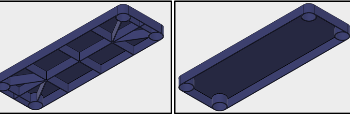 Lightening ribs in plastic parts